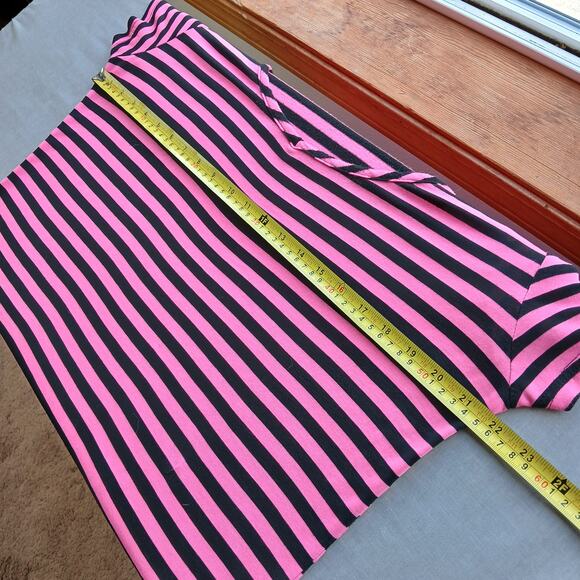 Just Love Hot Pink & Black striped T-shirt Dress 2X repaired comfy retro 90s - Picture 7 of 16